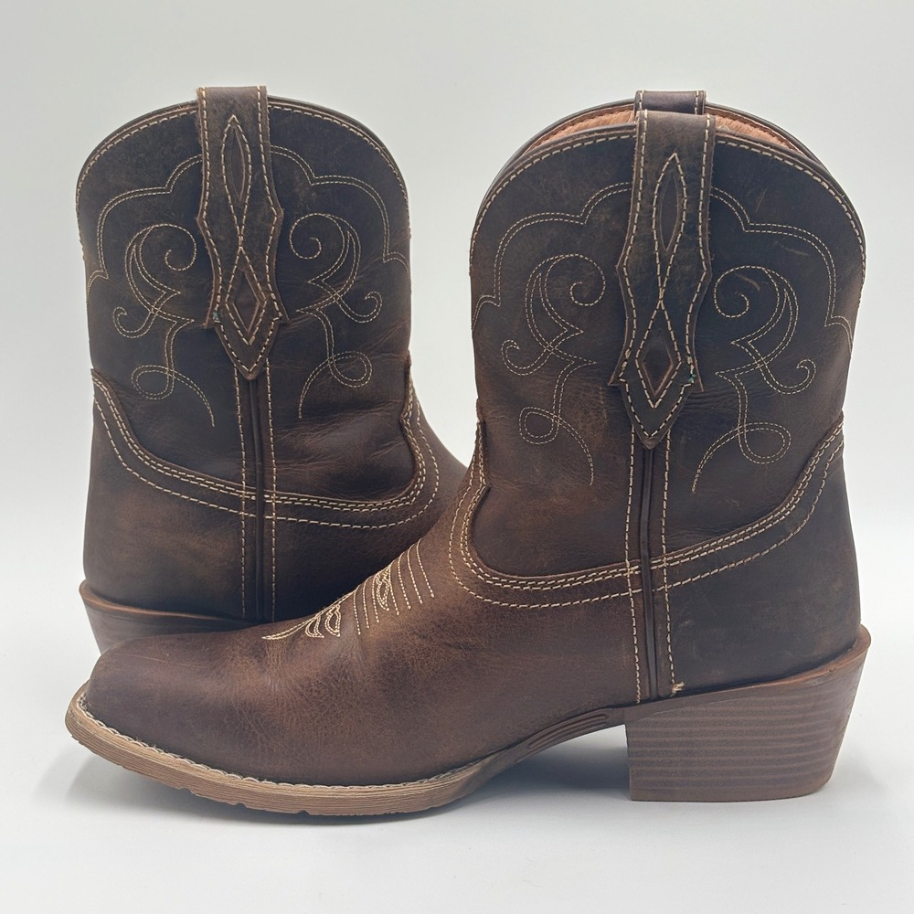 Justin Womens Cowboy Boots Size 10B Brown Leather Square Toe MJ2103 Gypsy - Picture 6 of 10